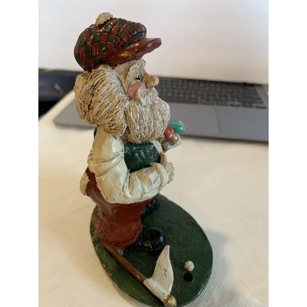 Phillip Gunter 1995 Golfing Santa Figurine, PG5, signed~Clubs, flag, Golf ball